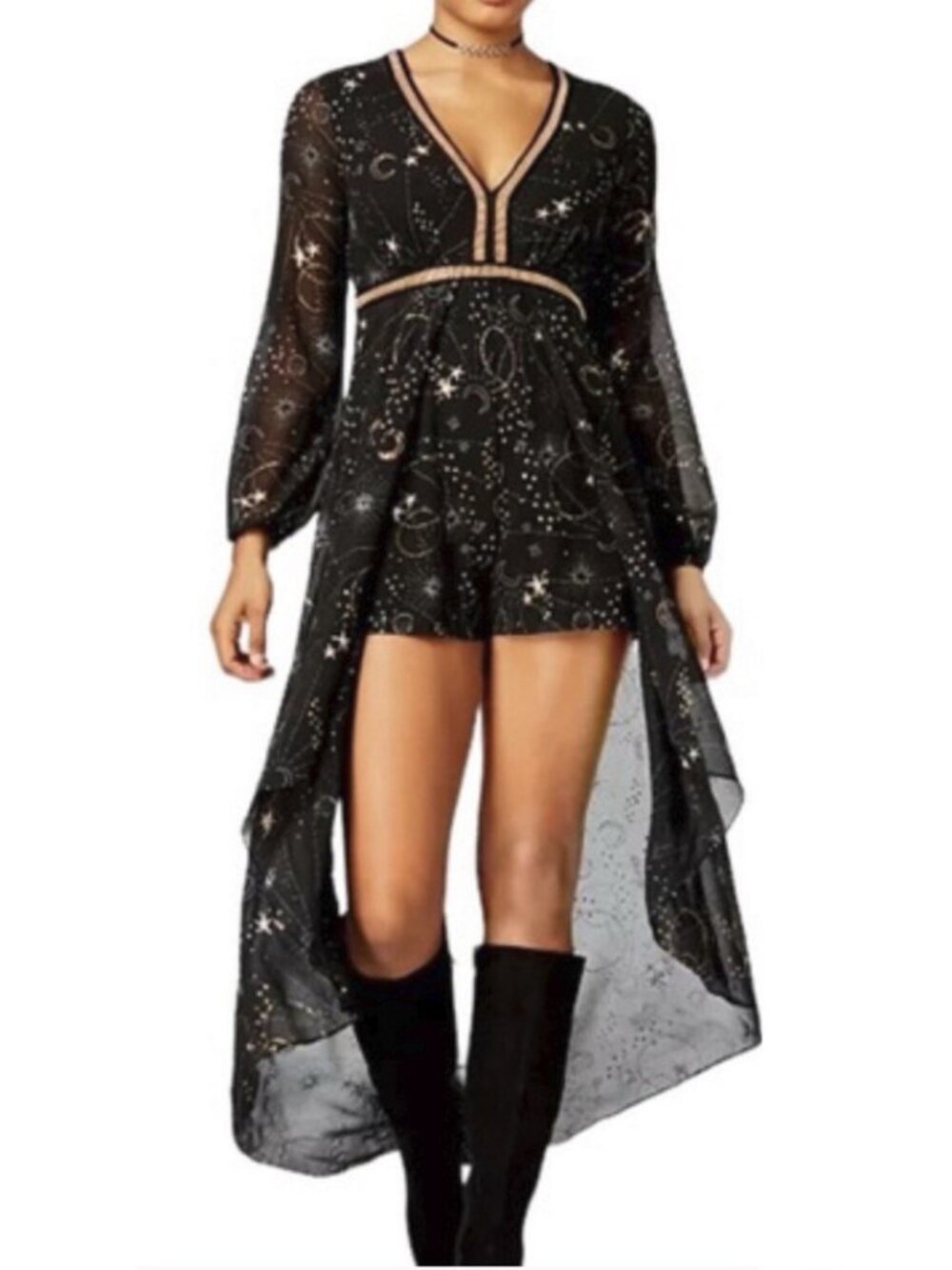Star Wars Celestial Constellation High-Low Maxi Romper Dress L Disney Bound